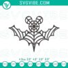 Spider Web Bat Mickey Ears Halloween Embroidery Designs, spooky Disney pattern with bats and spider web, perfect for Halloween crafts.