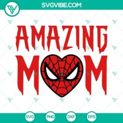 Spiderman Face Heart SVG Image Bundle, Amazing Mom Spiderman SVG Images, 4