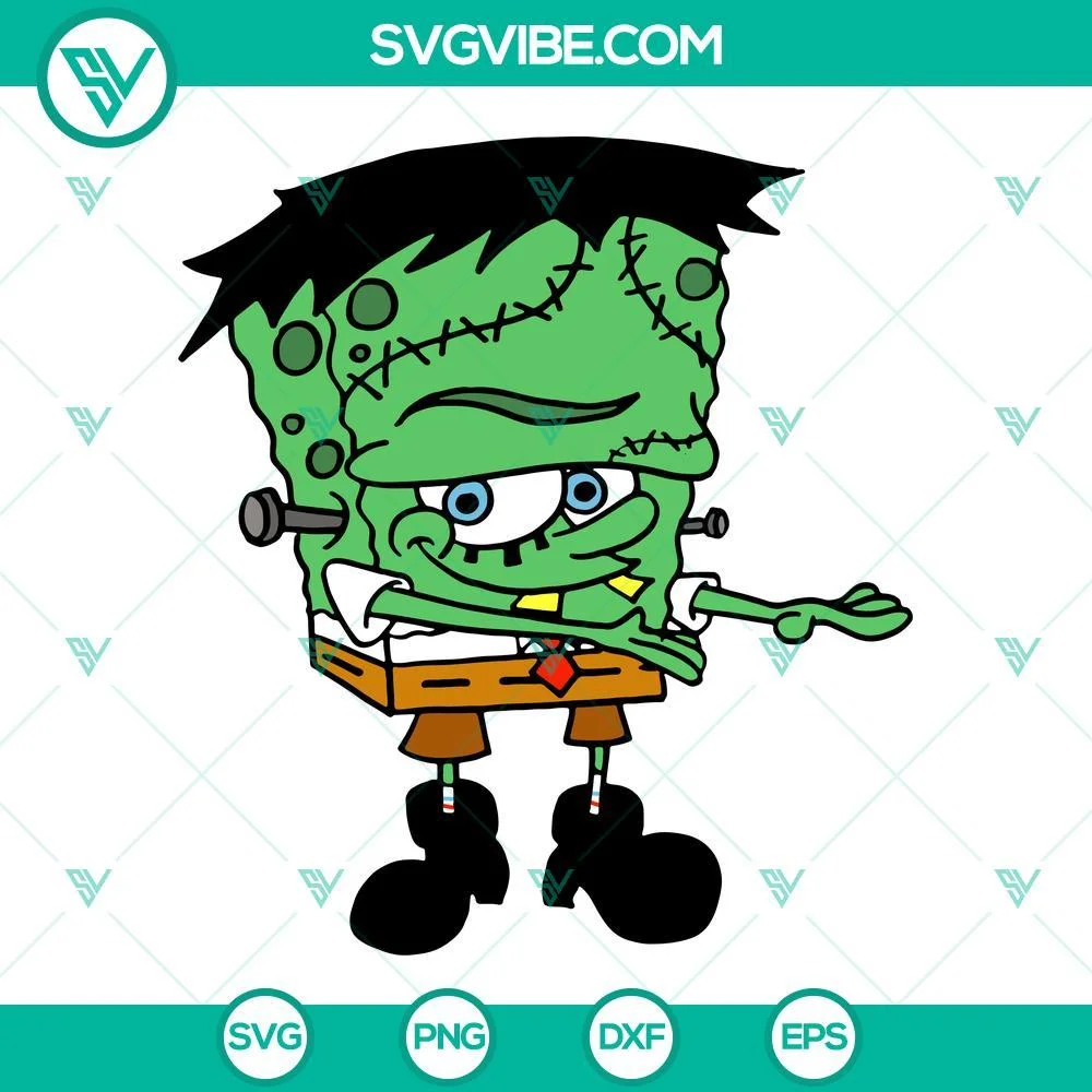 Cartoons, Halloween, SVG Files, Spongebob Frankenstein SVG Files, Horror Scary 1