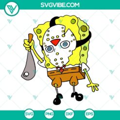 Cartoons, Halloween, SVG Files, Spongebob Jason Voorhees SVG Download, Horror 8