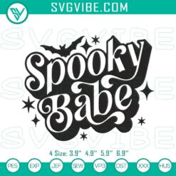 Spooky Babe Machine Embroidery Designs featuring trendy retro Halloween patterns, perfect for decorating Halloween projects.