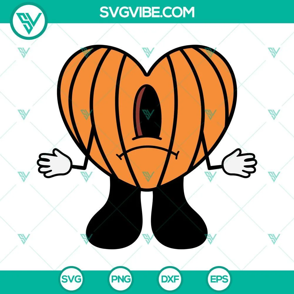 Halloween, Musics, SVG Files, Spooky Bad Bunny Pumpkin Halloween SVG Image, Un 1