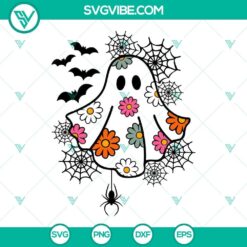 SPOOKY DAISY GHOST SVG Image, Flower Ghost SVG Download, Floral Ghost SVG File, Cute
