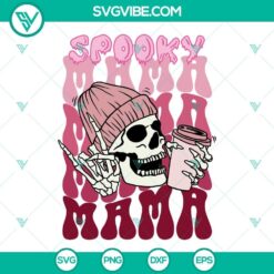 Spooky Mama Skull SVG Images, Skeleton Drink Coffee SVG Image, Funny Mom