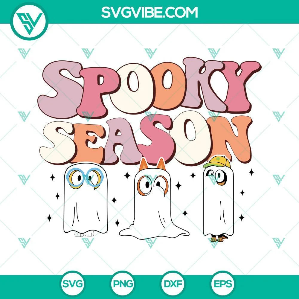 Disney, Halloween, SVG Files, Spooky Season Bluey Friends SVG Image, Bluey 1