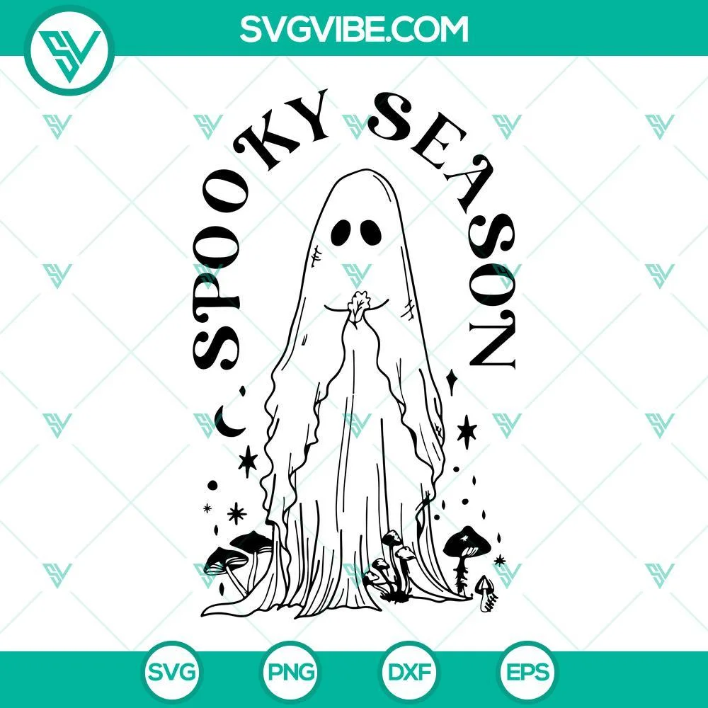 Halloween, SVG Files, Spooky Season Halloween Ghost SVG File PNG DXF EPS Cricut 1