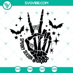 Halloween, SVG Files, Spooky Season Skeleton Hand SVG File, Spooky Vibes SVG 2