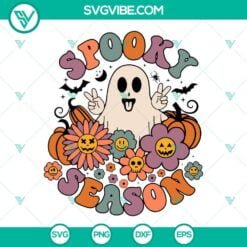 Halloween, SVG Files, Spooky Season SVG Download, Halloween Flowers Ghost 1