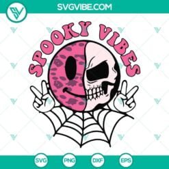 Halloween, SVG Files, Spooky Vibes SVG Images, Skeleton Face Halloween SVG 8