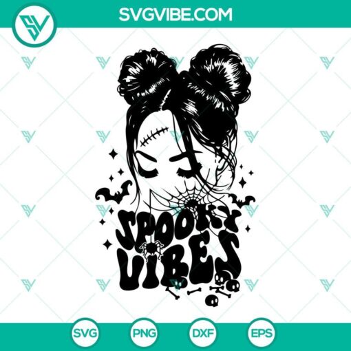 spooky vibes svg spooky mama halloween svg spooky vibes messy bun svg 1 mockup