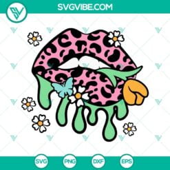 Spring, SVG Files, Spring Leopard Lips SVG Files, Daisy And Tulip SVG Image, 2