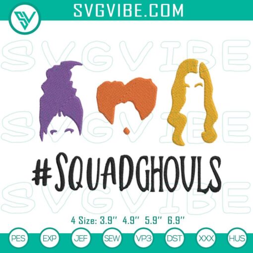 squad ghouls hocus pocus embroidery designs sanderson sisters embroidery files mockup