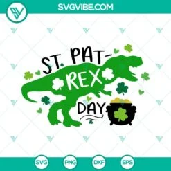 St Patrick's Day, SVG Files, Lucky Saurus Rex SVG Download, Tyrannosaurus 3