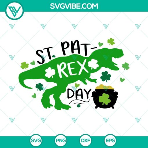 st pat rex day svg lucky dinosaur svg t rex st patrick s day svg png dxf eps 9 mockup 1