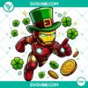 Iron Man superhero in St Patrick's Day theme armor suit for PNG download. Wearable Marvel character design.