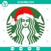 Starbucks coffee logo in a Santa hat Christmas SVG design for download in PNG, EPS, and DXF formats. Ideal for holiday projects.