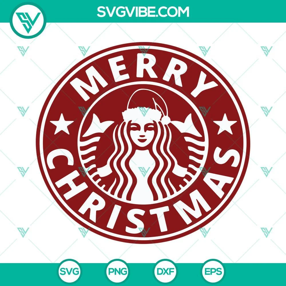 Christmas, Starbucks Cup Wrap, SVG Files, Starbucks Logo Santa Hat Christmas 1