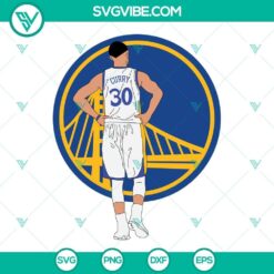 Stephen Curry Golden State Warriors SVG File with Curry 30 jersey design for basketball fans.