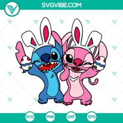 Disney, Easter, SVG Files, Stitch Angel Easter Bunny SVG Download, Easter Eggs 11