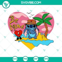 Stitch Bad Bunny Be Mine SVG Download, Baby Benito Stitch Sad Heart SVG Download,