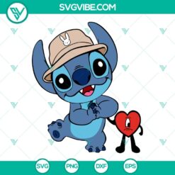 Disney, Musics, SVG Files, Stitch Bad Bunny Heart SVG Download, Bad Bunny SVG 2