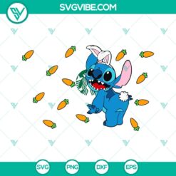 Disney, Easter, Starbucks Cup Wrap, SVG Files, Stitch Bunny And Carrots 2