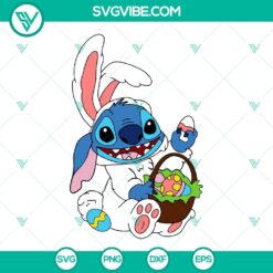 Disney, Easter, SVG Files, Stitch Bunny With Easter Eggs SVG Download, Lilo And 13