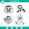 Stitch Christmas SVG bundle with 4 festive designs: Santa, reindeer, Christmas tree, and snowman. Ideal for holiday crafting projects.