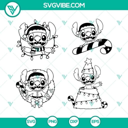 stitch christmas svg bundle stitch christmas svg set 4 designs files cut files outline 10 mockup