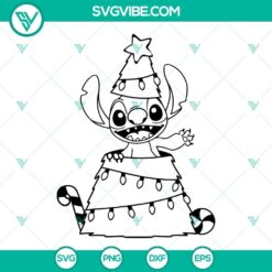 Stitch Christmas Tree SVG Files Cut File Outline Silhouette Cricut