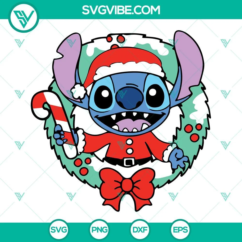 stitch christmas wreath svg png dxf eps cricut silhouette vector clipart 6 mockup