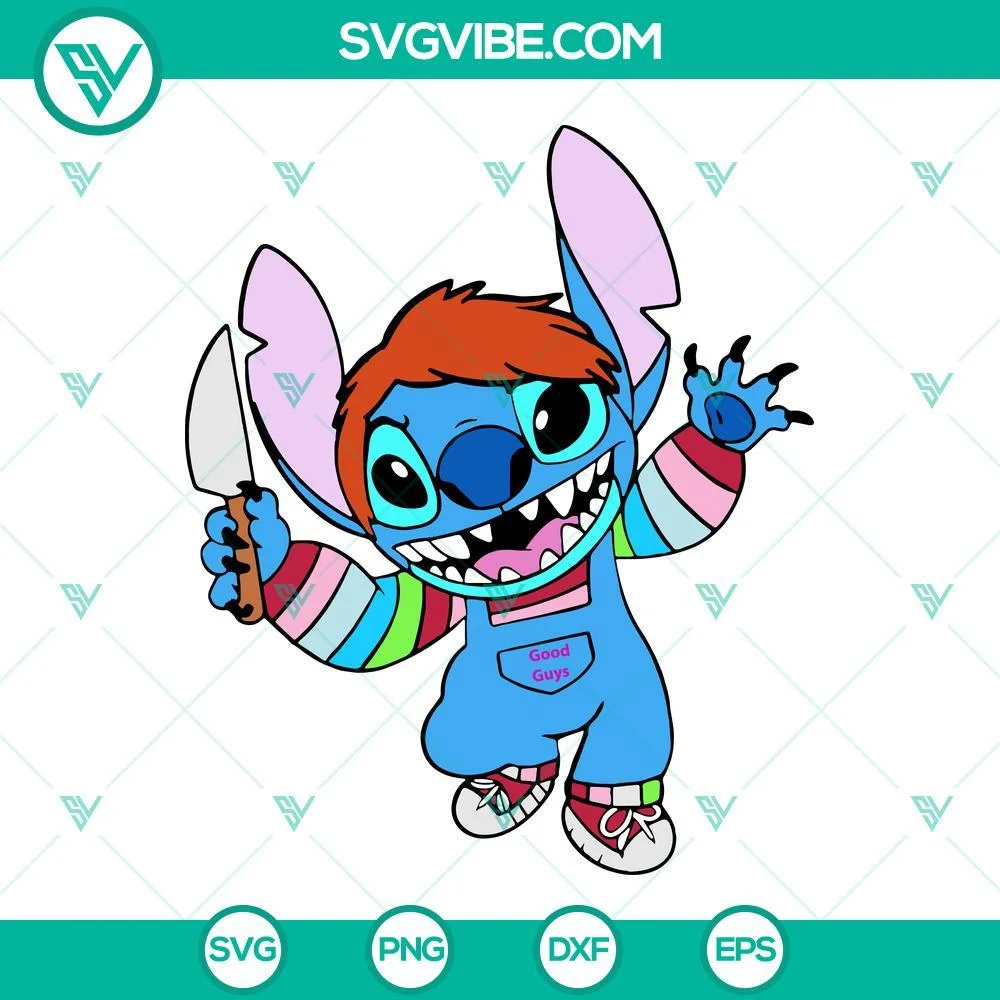 Disney, Halloween, SVG Files, Stitch Chucky Halloween SVG Image PNG DXF EPS Cut 1