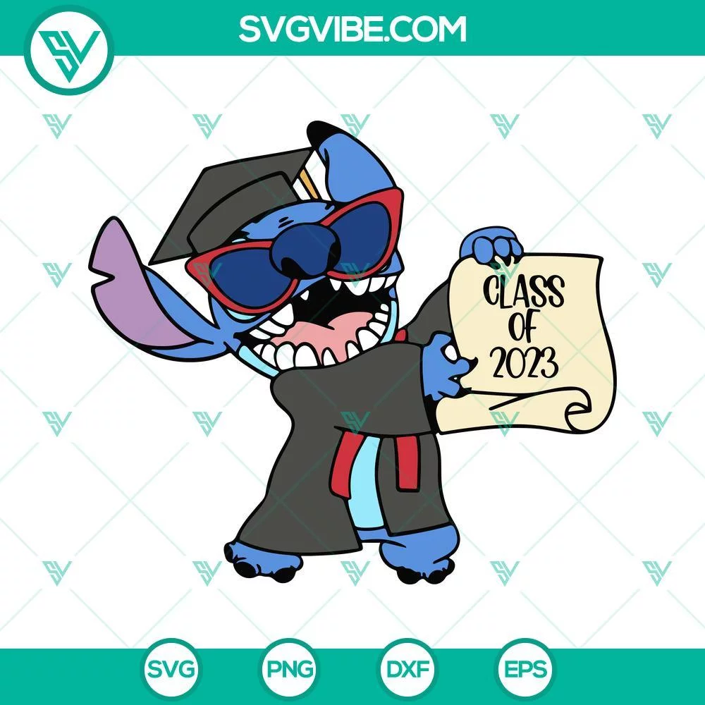 Disney, School, SVG Files, Stitch Class Of 2023 SVG Images, Stitch Senior 2023 1