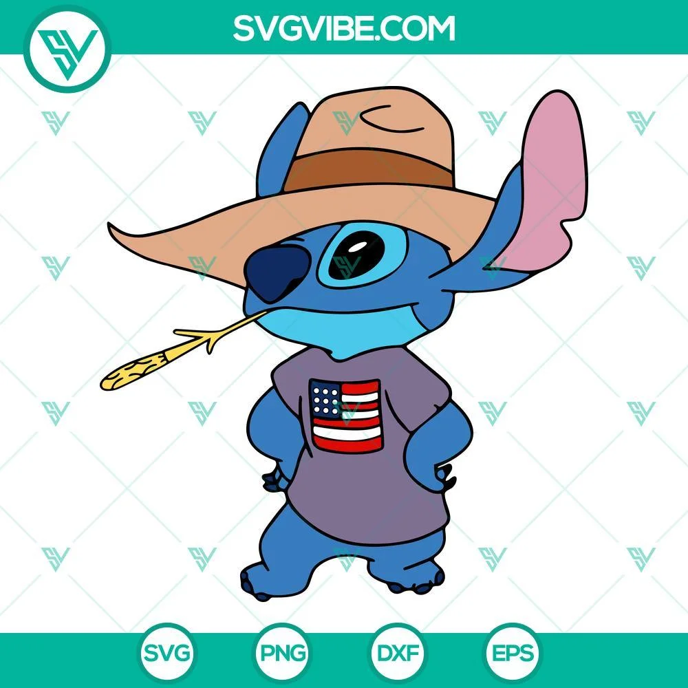 Disney, Halloween, SVG Files, Stitch Cowboy SVG Image, Lilo And Stitch Western 1