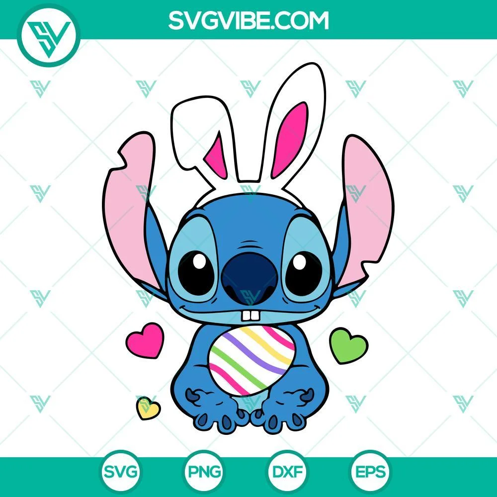 Disney, Easter, SVG Files, Stitch Easter SVG Image Bundle, Stitch Bunny SVG 2