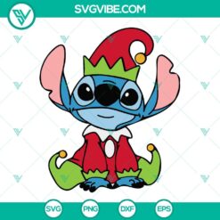 Christmas, Disney, SVG Files, Stitch Elf SVG Download, Chrsitmas Elf Stitch SVG 5