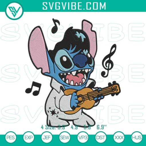 stitch elvis presley machine embroidery design stitch playing guitar embroidery file mockup