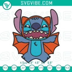 Spooky Lilo & Stitch Halloween Bat Embroidery Files - Cute design for crafts, perfect for spooky season.