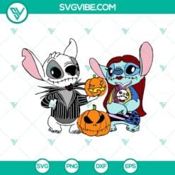 Disney, Halloween, SVG Files, Stitch Jack Skellington And Sally SVG Download, 11