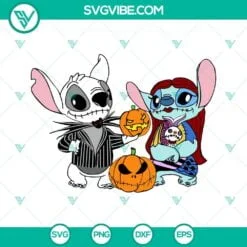 Disney, Halloween, SVG Files, Stitch Jack Skellington And Sally SVG Download, 2