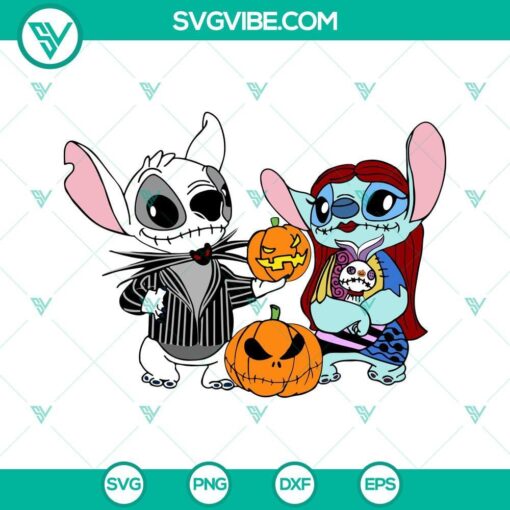 stitch jack skellington and sally svg stitch as jack skellington svg stitch halloween svg png dxf eps 1 mockup