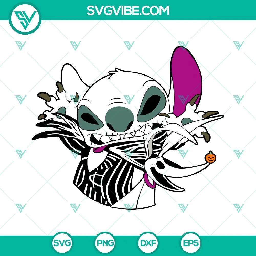 Disney, Halloween, SVG Files, Stitch Jack Skellington SVG Image Bundle, Stitch 1