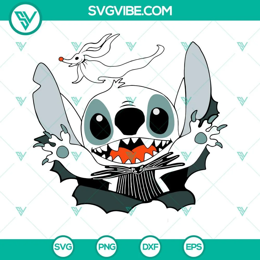 Disney, Halloween, SVG Files, Stitch Jack Skellington SVG Image Bundle, Stitch 2