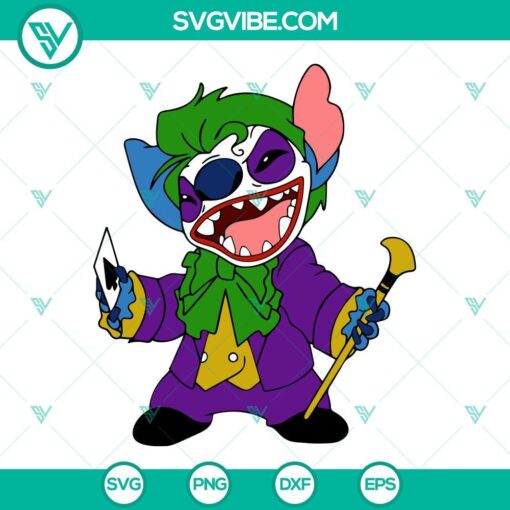 stitch joker svg supervillain svg funny halloween stitch svg png dxf eps instant download 10 mockup