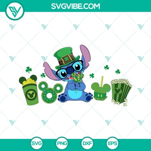 stitch leprechaun svg lucky vibes svg green clover svg disney snacks st patricks day svg png dxf eps files 5 mockup