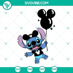 Stitch Mickey Balloon Disneyland SVG File DXF EPS PNG Cricut