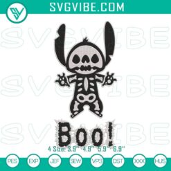 Stitch Skeleton Boo embroidery design for Lilo & Stitch Halloween theme. Great for digital file downloads.