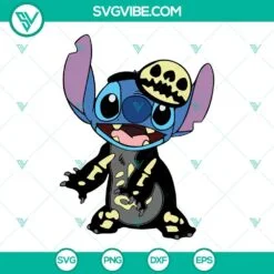 Disney, Halloween, SVG Files, Stitch Skeleton Electric Shock SVG File, Stitch 2