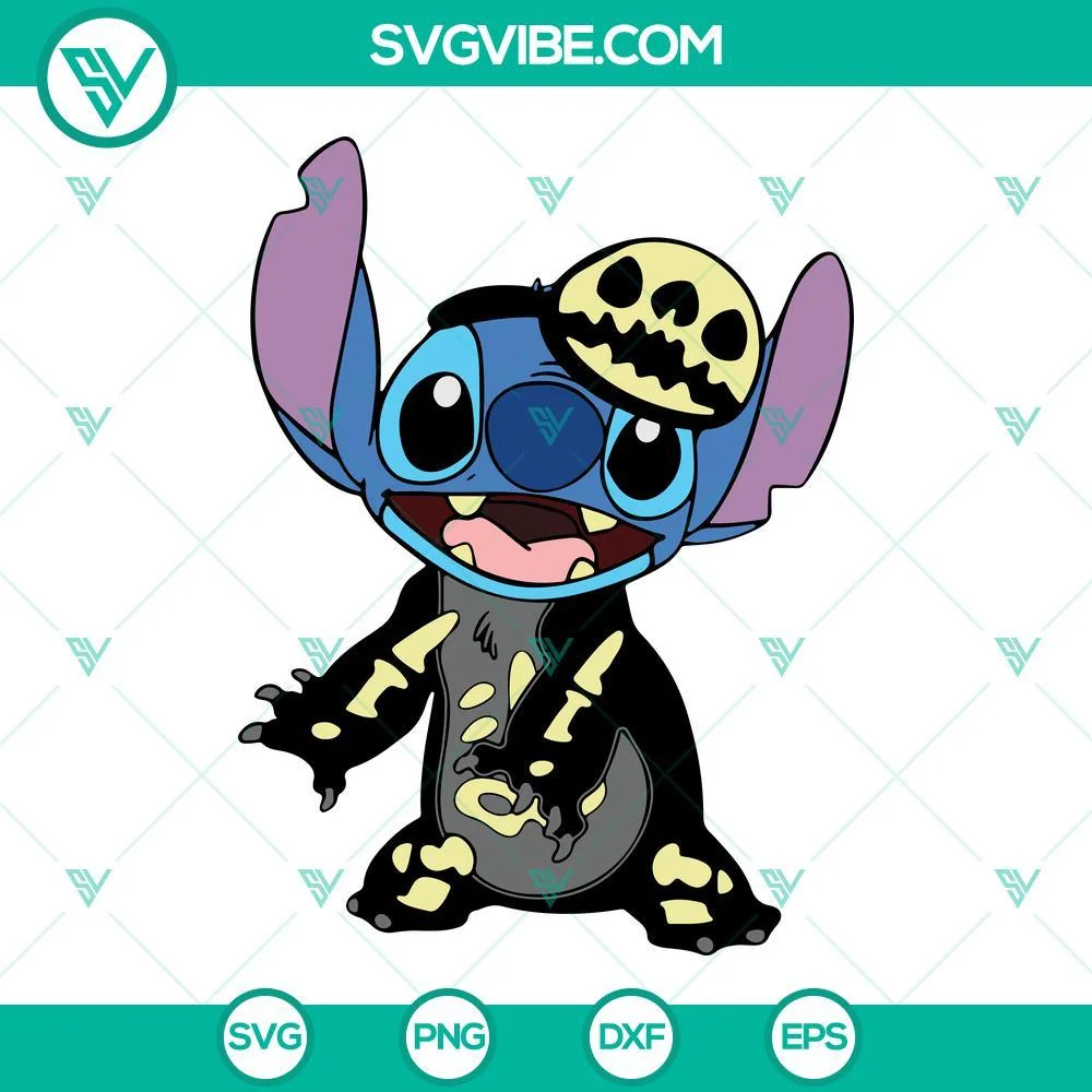 Disney, Halloween, SVG Files, Stitch Skeleton Electric Shock SVG File, Stitch 1