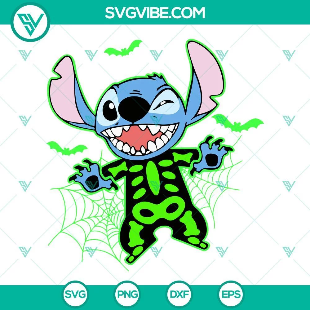 Disney, Halloween, SVG Files, Stitch Skeleton Spiderweb SVG Files, Disney 1